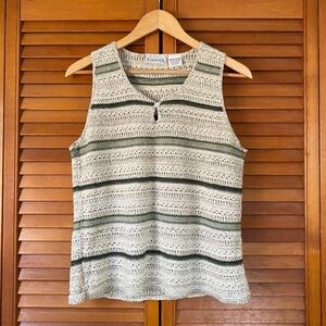 Vintage Basic Editions Tank Top Women's Size Medium Crochet Sweater Striped Knit